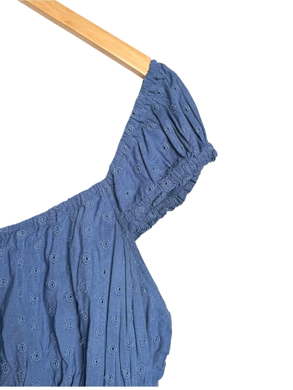 Old Navy Defined Smocked Waist Mini Dress Size XL Seaborne Blue Short Sleeve - Picture 10 of 16